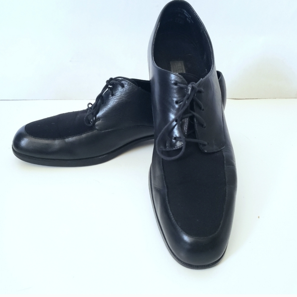 Munro Women's Oxfords in Black Leather and Nylon Lace Up Size 9N Made in U.S.A